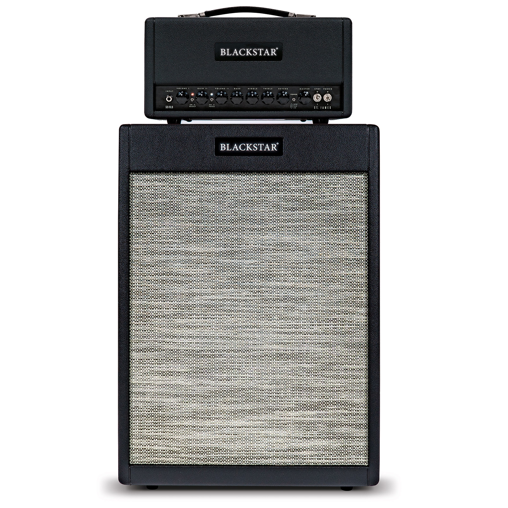 Blackstar St. James 50 6L6 Head With 212VOC Black Half Stack Pack