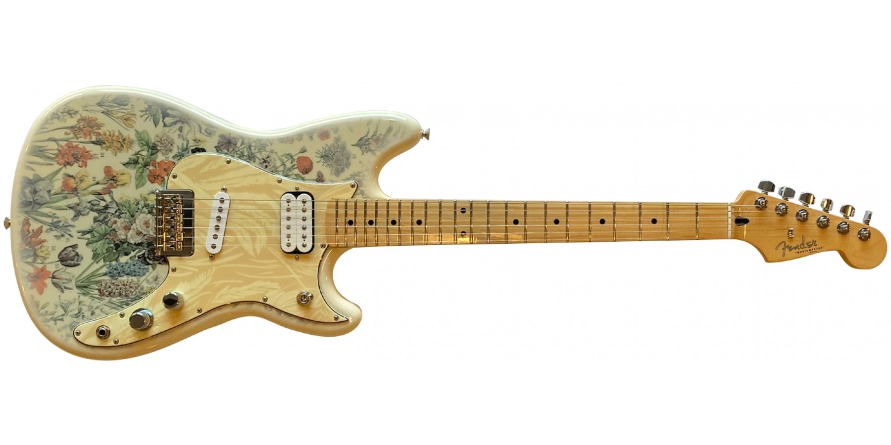 fender shawn mendes signature musicmaster in yellow floral