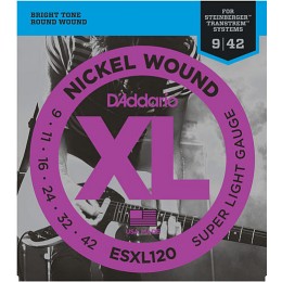 D'Addario ESXL120 Nickel Wound Super Light Double BallEnd 9-42 Steinberger Strings